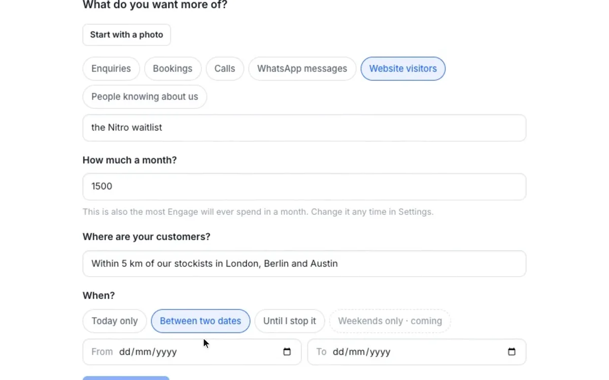 Engage’s questions answered: the Nitro waitlist, $1,500 a month at most, near the stockists in three cities.